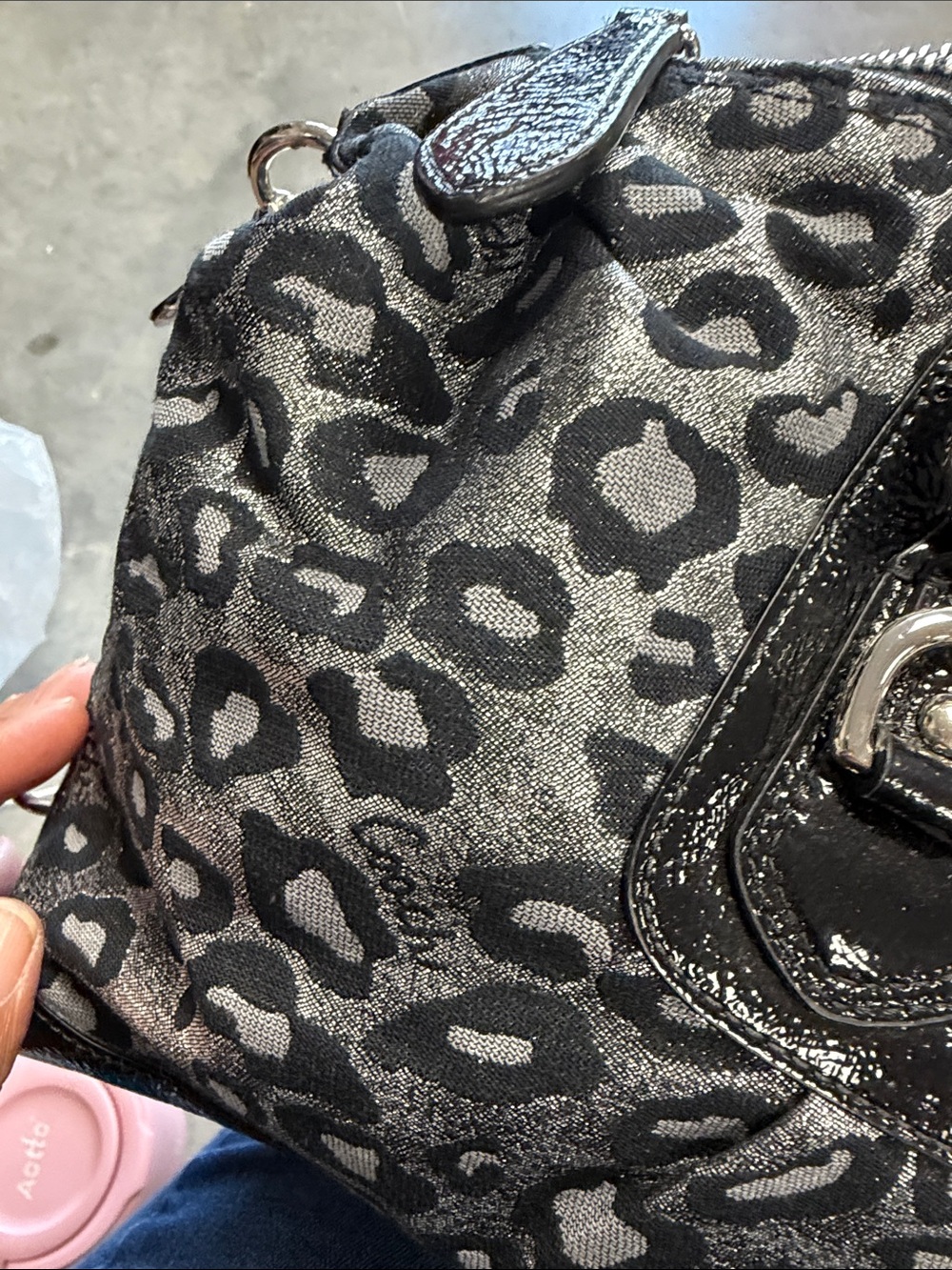 Coach Gray & Black Leopard-Print Satchel - Picture 3 of 8